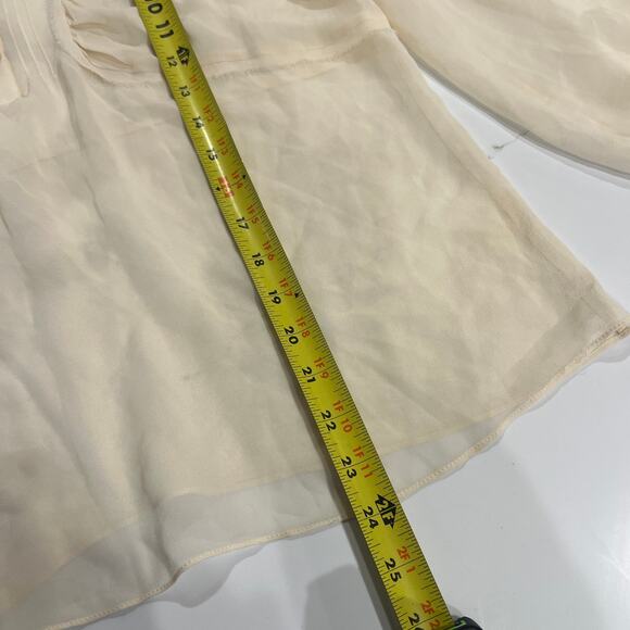 Studio M by Max Studio 100% silk chiffon sheer tie wrist blouse ivory large - Picture 8 of 9